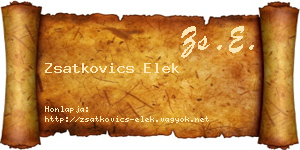 Zsatkovics Elek névjegykártya